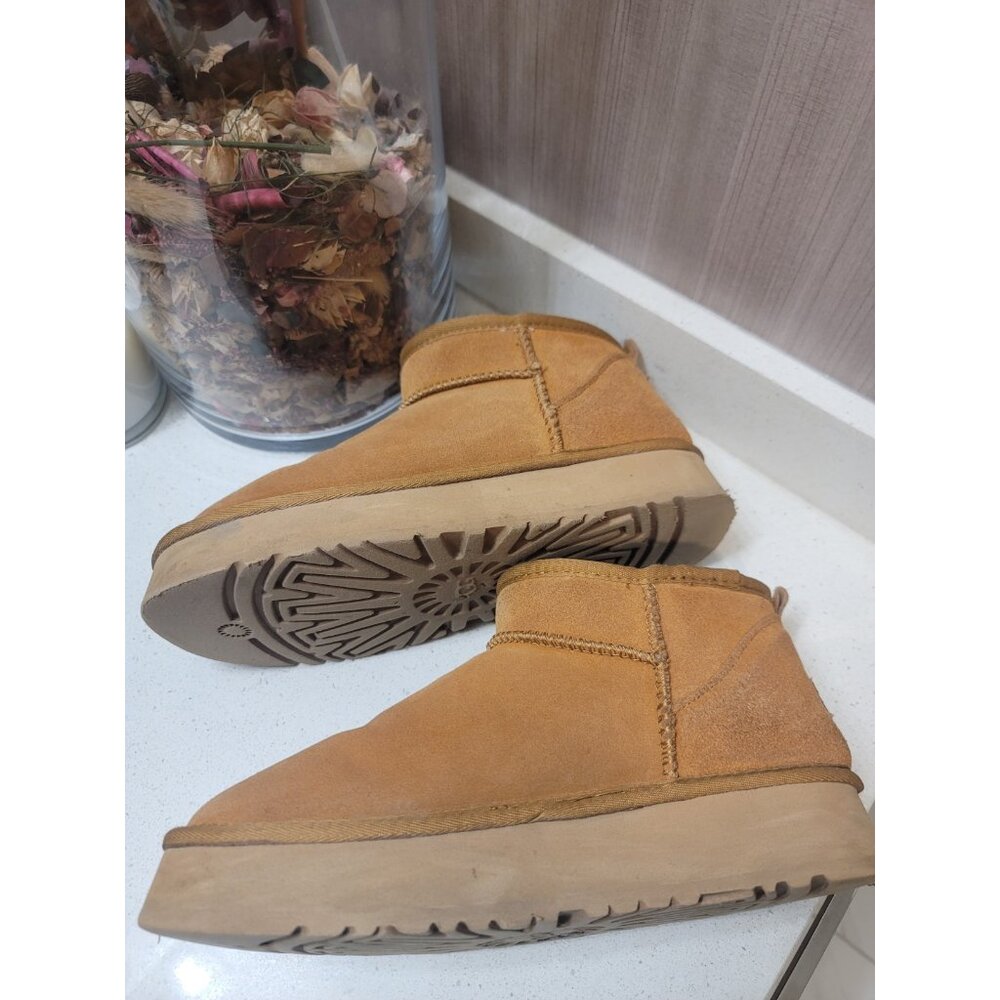 UGG Mini Ankle Suede Boots | Australian Sheepskin | Water Resistant| Sz 12 Brown - Picture 8 of 10